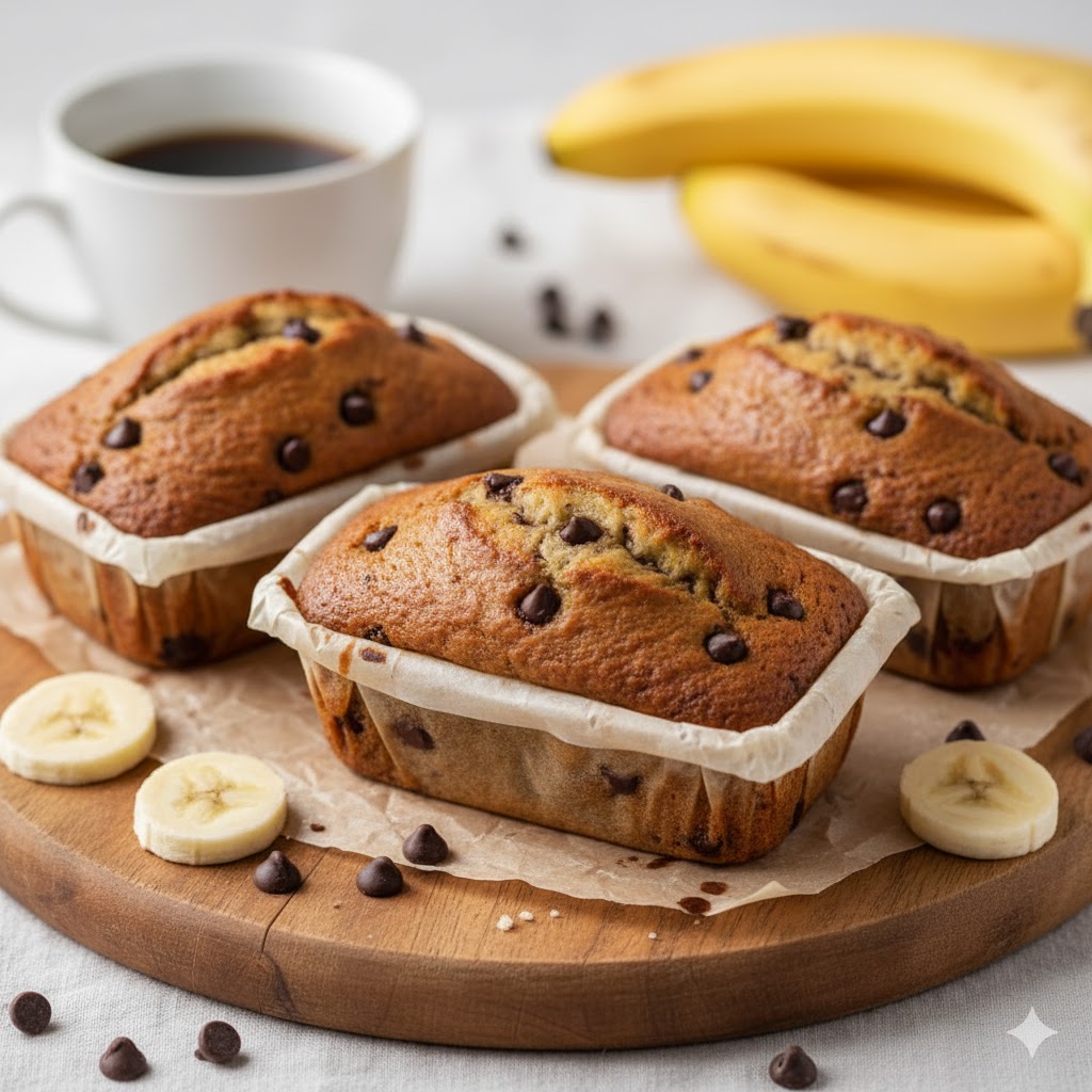 Easy Banana Chocolate Chip Mini Breads – Kid-Friendly Snack for Busy Moms