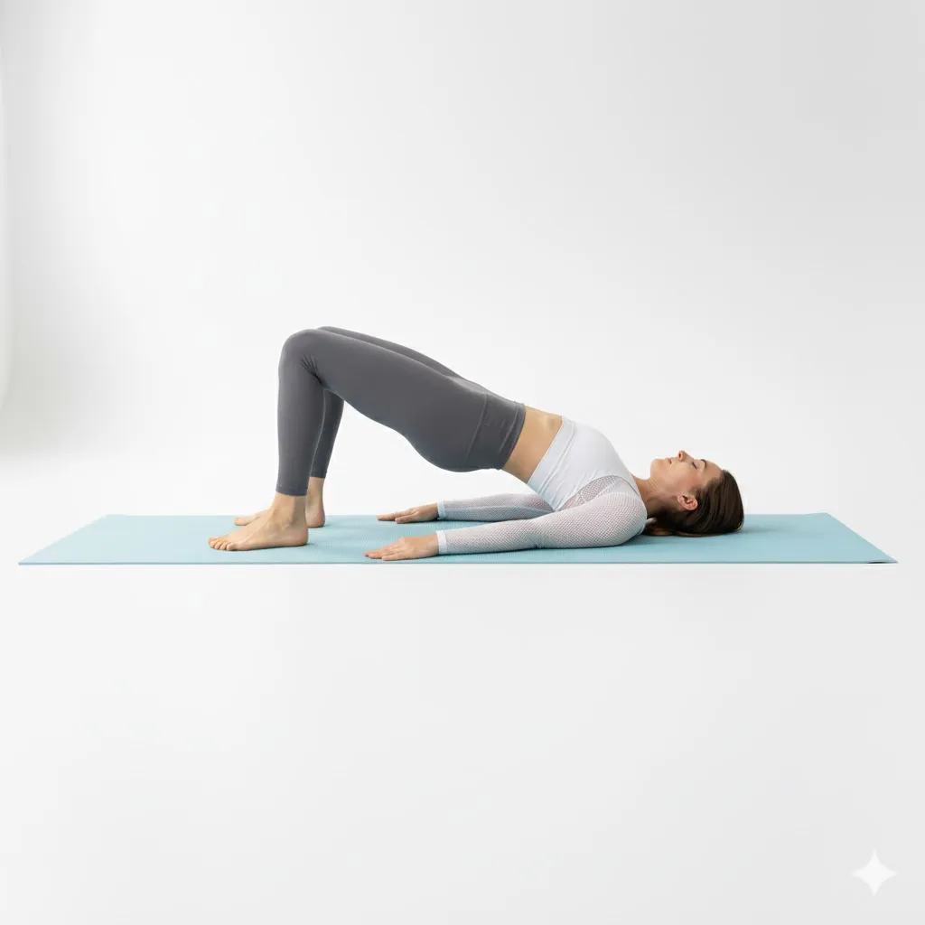 woman doing modified bridge pose