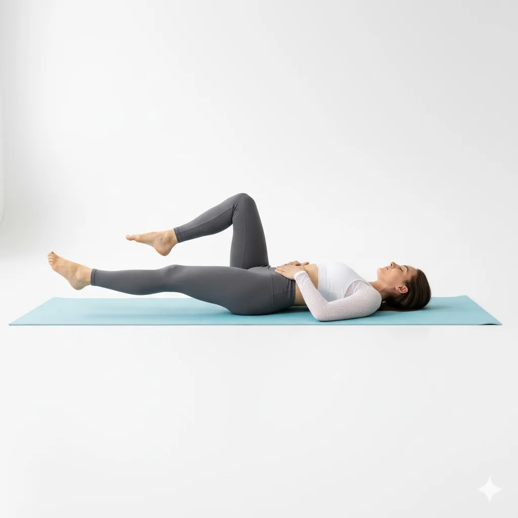 woman doing deadbug pose